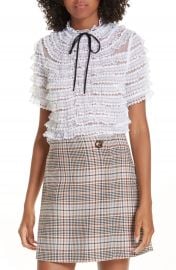 sandro Ruffle Lace Silk Blouse at Nordstrom