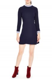 sandro Stripe Trim A-Line Dress   Nordstrom at Nordstrom