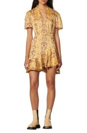 sandro Suzette Floral Frill Neck Dress at Nordstrom