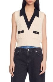 sandro Suzy Wool Cashmere Cable Knit Vest at Nordstrom