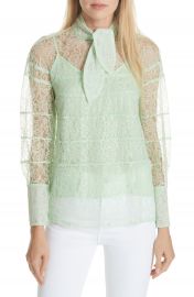 sandro Tie Neck Lace Blouse at Nordstrom