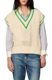 sandro Valerian Wool Cashmere Vest in Ecru Green Size 3 at Nordstrom