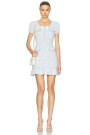 self-portrait Check Knit Mini Dress in Blue FWRD at FWRD