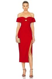 self-portrait Crepe Bow Midi Dress in Red FWRD at FWRD