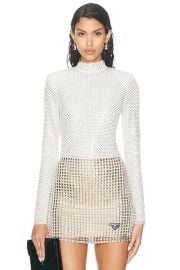 self-portrait Rhinestone Fishnet Top in Silver FWRD at FWRD