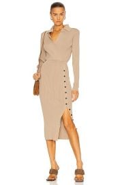 self-portrait Ribbed Knit Dress in Mushroom  FWRD at Forward