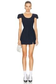 self-portrait Textured Boucle Mini Dress in Navy FWRD at FWRD