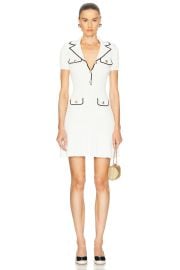 self-portrait Viscose Rib Knit Mini Dress in White FWRD at FWRD