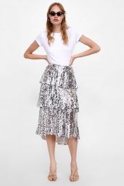 sequin ruffled skirt at Zara