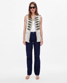 shiny waistcoat with embroidered beads at Zara