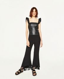 short leather-effect top at Zara