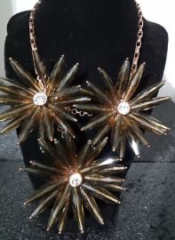 signed Ted Baker London Starburst gold rose copper tone rhinestone necklace eBay at eBay