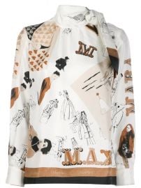 sketch print scarf blouse at Farfetch