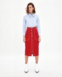 skirt with contrasting topstitching at Zara