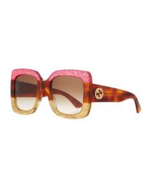 Glittered Gradient Oversized Square Sunglasses Gucci at Neiman Marcus