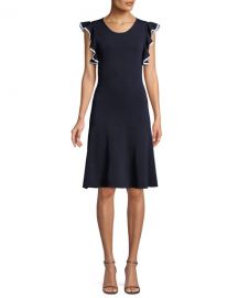 WornOnTV: Ginger’s navy ruffled sleeve dress on Good Morning America ...