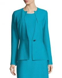 st john collection Clair Knit Peplum Jacket Blue at Last Call