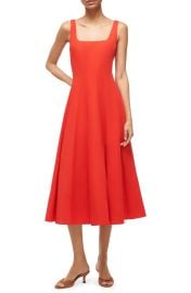 staud Wells Square Neck Stretch Cotton Dress at Nordstrom