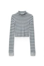 striped slub mock neck at Alexander Wang