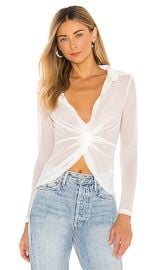 superdown Deja Twist Front Top in White at Revolve