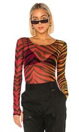 superdown Trina Mesh Bodysuit in Tiger Multi from Revolve com at Revolve