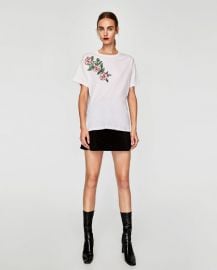 t-shirt with sequinned floral motif at Zara