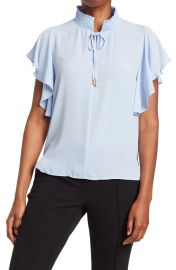 tahari Ruffle Sleeve Open Neck Blouse at Nordstrom Rack