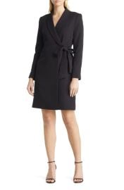 tahari Side Tie Long Sleeve Wrap Coat Dress at Nordstrom