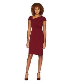 tahari asl Fold-Over Collar Crepe Short Sleeve Crepe Dress at 6pm