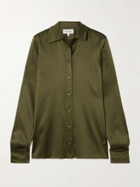 terne Constance Silk blend Satin Shirt in Army Green at Net a Porter