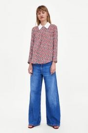 top with contrasting collar at Zara