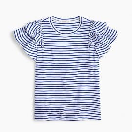 uffle-sleeve T-shirt in stripe  at J. Crew