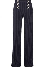 veronica beard Quinn lace-up striped crepe wide-leg pants at Net A Porter