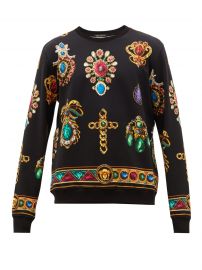 versace Jewel-print cotton-jersey sweatshirt at Matches