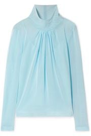 victoria beckham GATHERED STRETCH-TULLE BLOUSE at Net A Porter