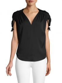 WornOnTV: Cassie’s black ruched sleeve v-neck top on Good Witch ...