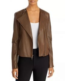 vince Rib Panel Leather Jacket at Bloomingdales