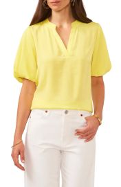 vince camuto Hammered Satin Puff Sleeve Top at Nordstrom