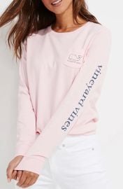 vineyard vines Whale Long Sleeve Pocket Graphic Tee in Blue Blazer at Nordstrom