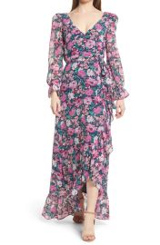 wayf The Emry Faux Wrap Long Sleeve Floral Maxi Dress at Nordstrom