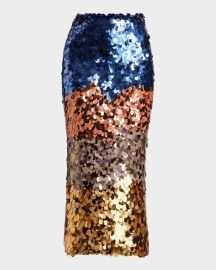 x Helen Frankenthaler Matilde Sequined Midi Skirt at Neiman Marcus