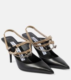 x Jean Paul Gaultier embellished leather slingback pumps in black - Jimmy Choo at Mytheresa