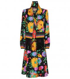 x Ken Scott floral silk twill midi dress at Mytheresa