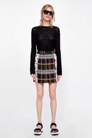 zara patchwork pleated skirt at Zara