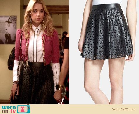 1.State Laser Cut Faux Leather Skirt worn by Ashley Benson on PLL