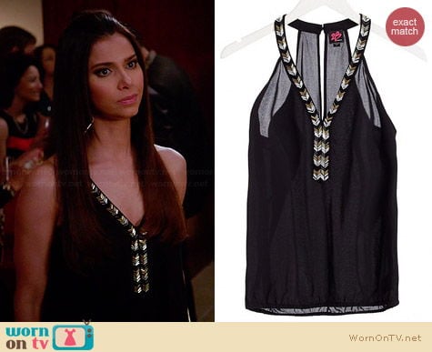 2B Bebe Beaded Cinched Hem Top worn by Roselyn Sanchez on Devious Maids