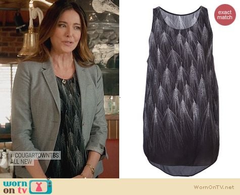 3.1 Phillip Lim Wheat Print Tank worn by Christa Miller on Cougar Town