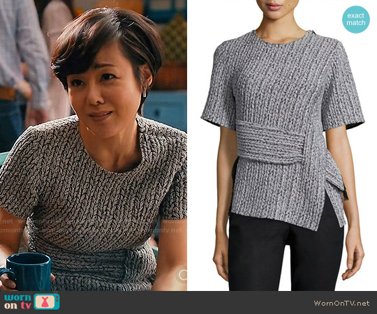 3.1 Phillip Lim Paneled Braided Jacquard Tee worn by Karen Rhodes (Yunjin Kim) on Mistresses