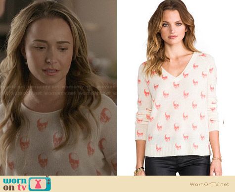 360 Sweater Jack Skull Sweater in Salmon worn by Hayden Panettiere on Nashville