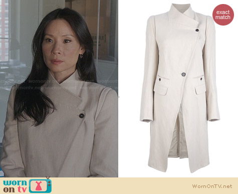 Ann Demeulemeester Blanche Structured Coat worn by Joan Watson on Elementary